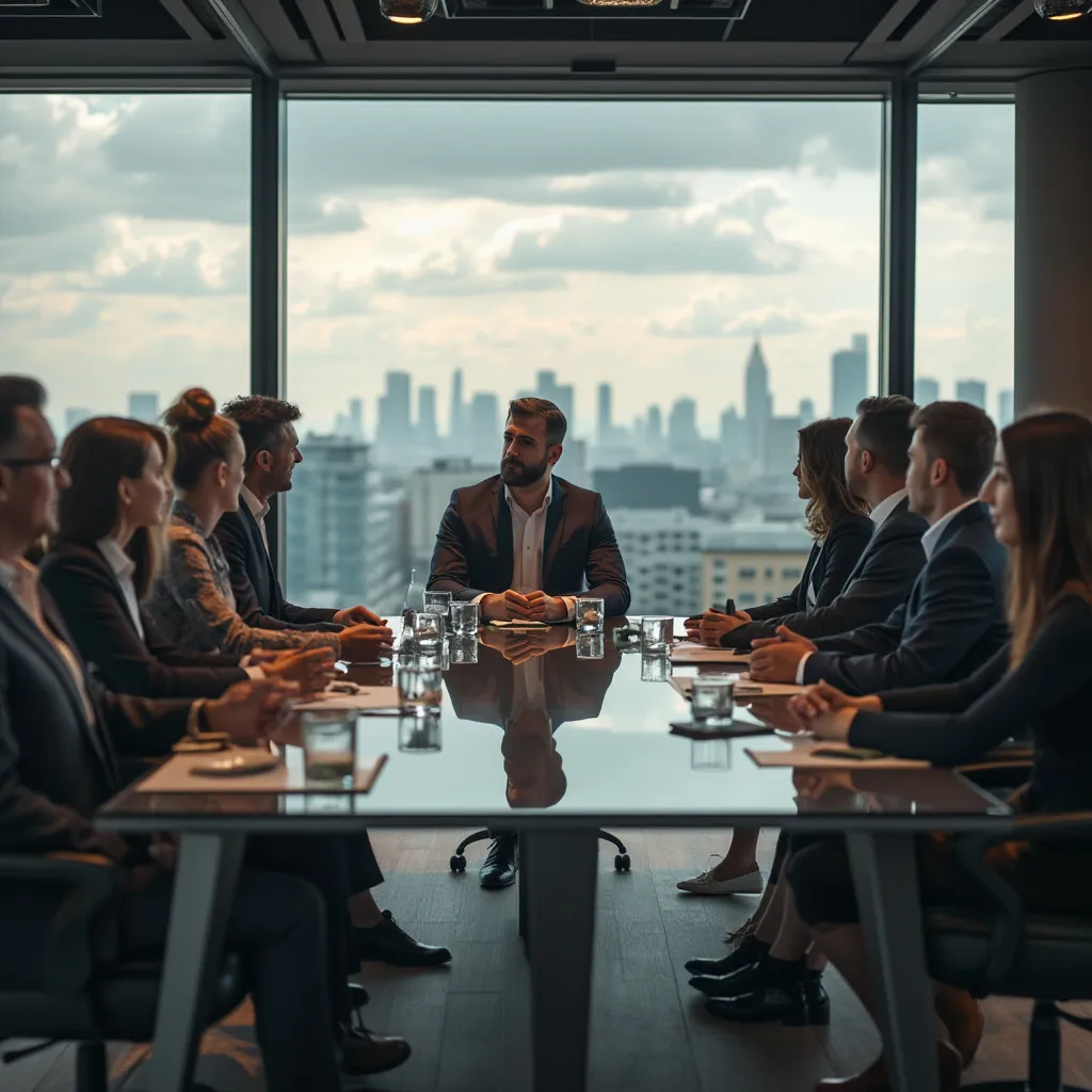 Equipo de consultores en reunión estratégica